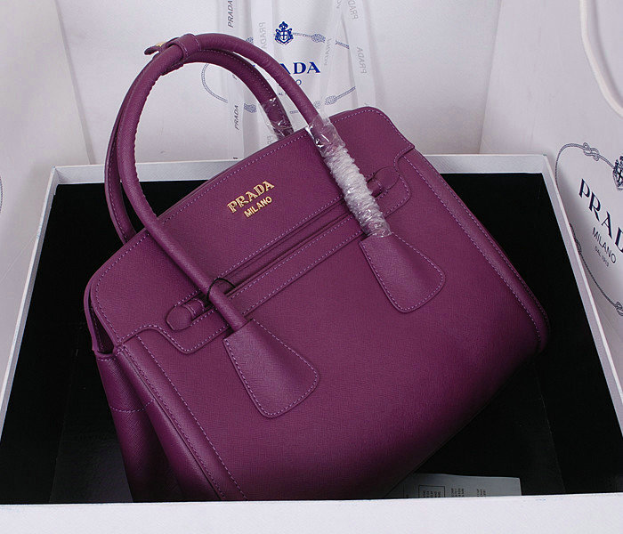 2014 Prada saffiano cuir leather tote bag BN2595 purple